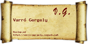 Varró Gergely névjegykártya