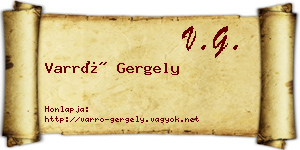 Varró Gergely névjegykártya